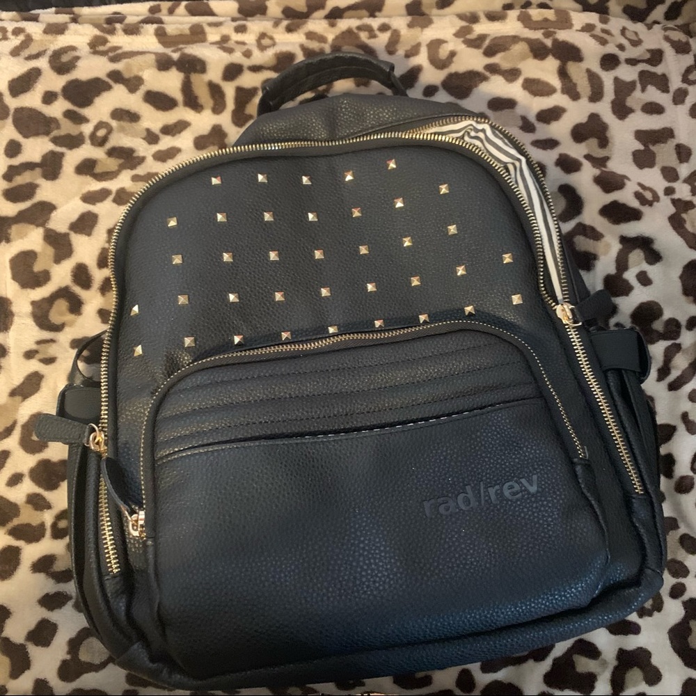 Black Studded Diaper Bag Backpack